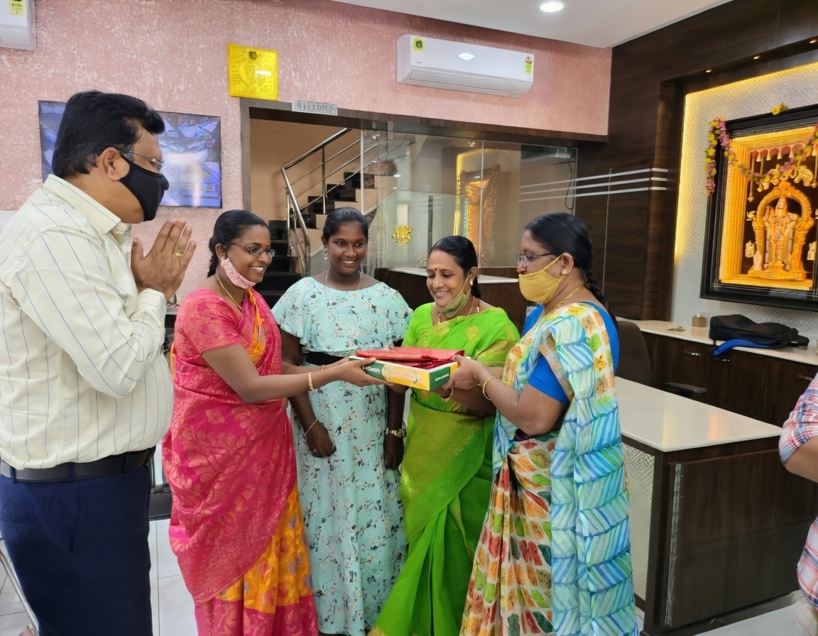 Customer sharing joy in Handloom Soft Silk Saree