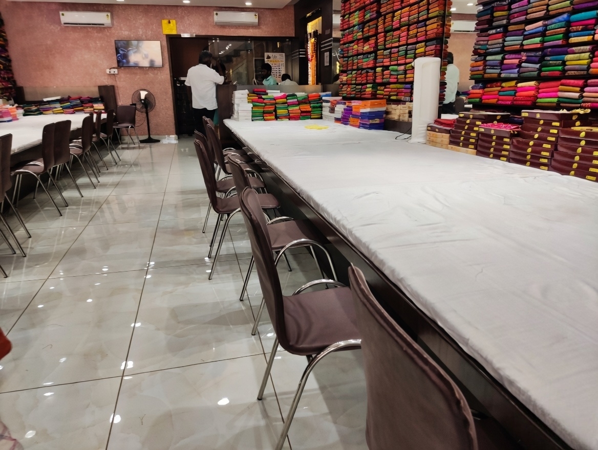 Premium Sirumugai Silk collections neatly displayed