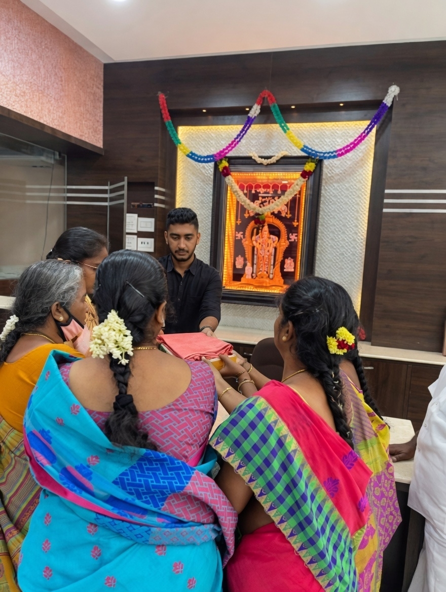 Bride draped in authentic Sirumugai Silk Saree