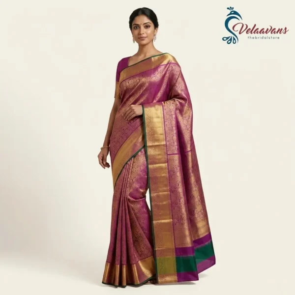 Regal Magenta Gold Zari Fancy Silk Saree