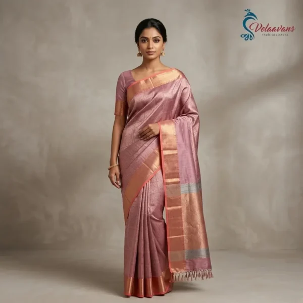 Rose Gold Tissue Fancy Saree