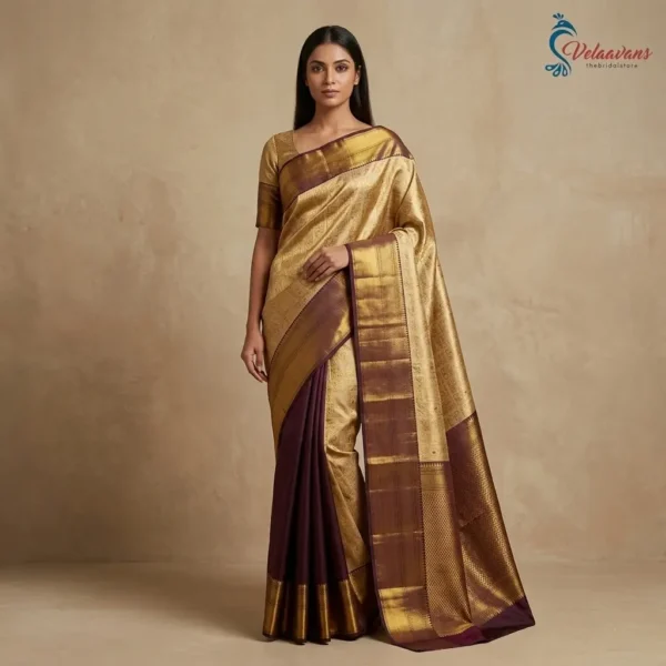 Royal Golden Brown Heavy Zari Fancy Silk Saree