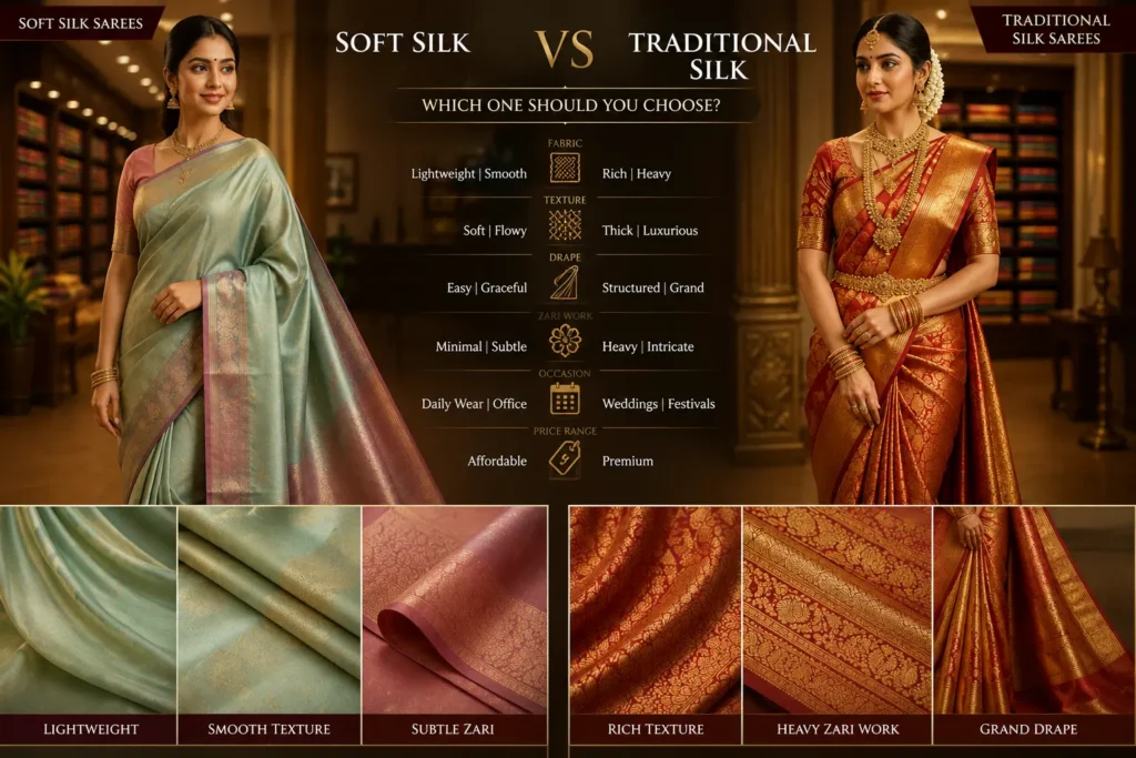 Soft-Silk-vs-Traditional-Silk-Sarees